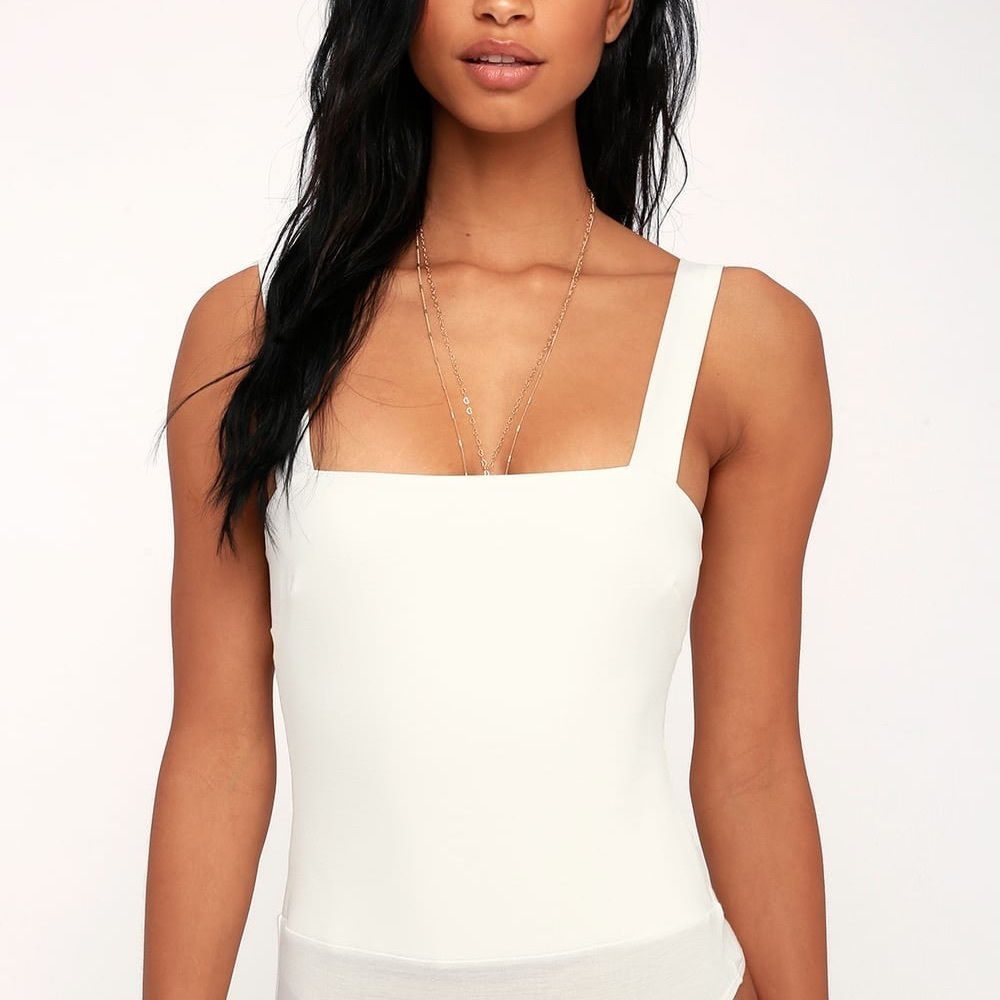 Lulu's Symbolize White Sleeveless Bodysuit size small - Picture 3 of 7